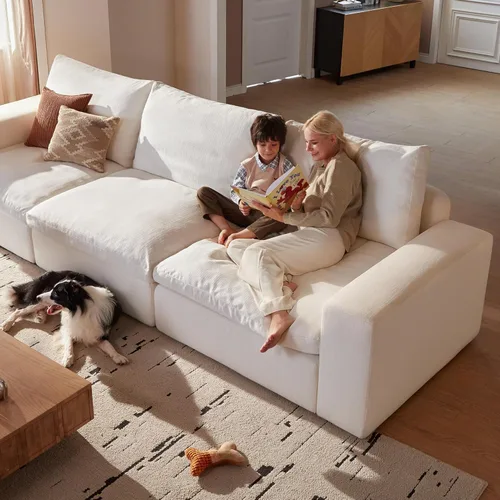 Vista 7 de Cloud Couch Sectional - Sofá seccional modular de gran tamaño de 110.2 pulgadas con asientos profundos, cómodo sofá de nube blanca con funda lavable
