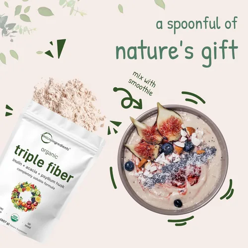 Vista 7 de Micro Ingredients Organic Triple Fiber Powder, 2lb Natural Prebiotic to Support Digestive & Gut Health Soluble, Easily Digestible Unflavored