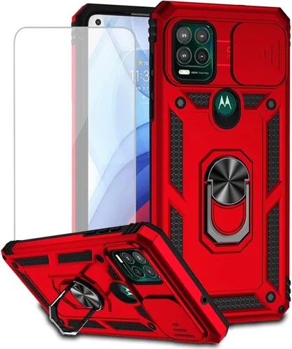 Vista 9 de Funda para Moto G Stylus 5G 2021/Motorola G Stylus 5G 2021 XT2131 con protector de pantalla de vidrio templado y funda para cámara deslizante, funda