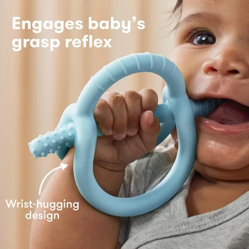 Vista 3 de Frida Baby Get-A-Grip BabyTeether para aliviar la dentición Juguetes de dentición de silicona 100% de grado alimenticio para bebés de 0 a 6, 12