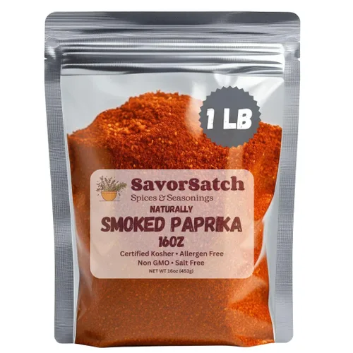 SavorSatch Pimentón ahumado – Pimentón dulce ahumado natural, certificado Kosher, bolsa resellable de 16 onzas (1 libra) | Especias a granel para