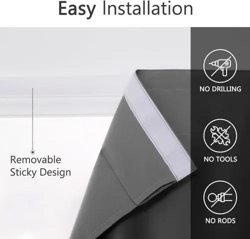 Vista 2 de Muamar Cortinas opacas sin taladro, paneles de cortina para ventana fáciles de instalar, juegos de 2 paneles de cortinas portátiles para dormitorio