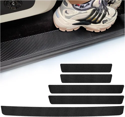 Protectores de borde de puerta de automóvil de fibra de carbono, calcomanías protectoras de umbrales de puerta de automóvil antiarañazos e