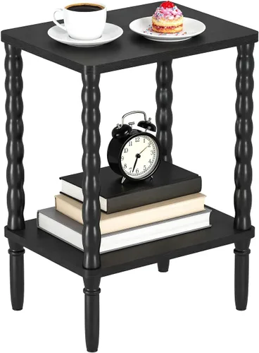 Mesa auxiliar pequeña y estrecha, mesa auxiliar vintage – Mesita de noche delgada para espacios pequeños, mesa auxiliar reclinable/sofá para