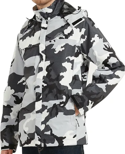 Vista 6 de Chaqueta impermeable ligera para hombre con capucha, para el aire libre, senderismo, viajes