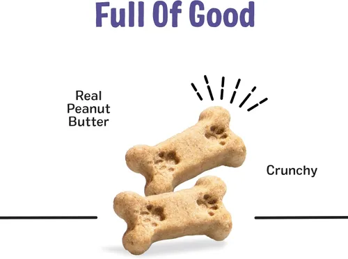 Vista 4 de Three Dog Bakery Crunchy Itty Bitty Bones, sabor a mantequilla de maní, golosinas prémium para perros, caja de 13 onzas