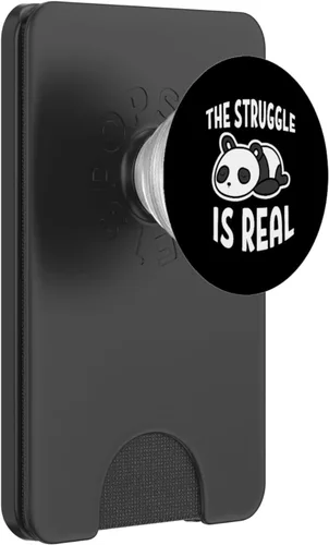 Vista 7 de Lazy Panda The Struggle Is Real Funny Panda PopSockets - Agarre y soporte para teléfonos y tabletas, Negro