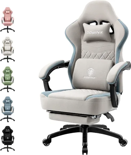 Vista 11 de Dowinx Silla de juegos de tela transpirable con almohadilla de gel y bolsa de almacenamiento, cómoda silla de jugador con cojín de resorte