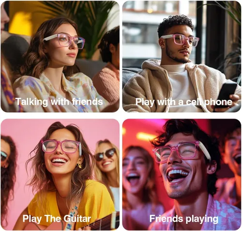 Vista 4 de Gafas Inteligentes de Audio Bluetooth, Anteojos de Sol con Auriculares Inalámbricos para Hombres y Mujeres, Micrófono y Altavoces Incorporados