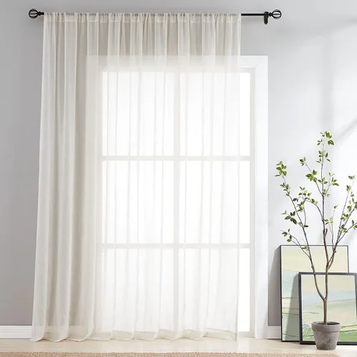 Vista 17 de FMFUNCTEX - Cortinas de lino transparentes para dormitorio, cortinas grises de 63 pulgadas de largo para sala de estar, cortinas de ventana mezcla
