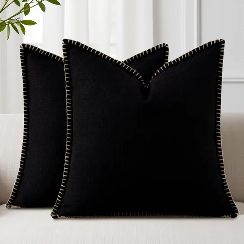 Vista 16 de decorUhome Juego de 2 fundas cuadradas de almohada decorativas de verano de 16 x 16 pulgadas, fundas cuadradas de lino sintético neutro
