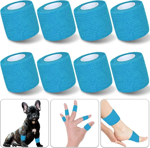 Vista 22 de Paquete de 8 cintas adhesivas autoadhesivas de 1 x 5 yardas para atletismo, muñeca, tobillo, rodillas, mascotas (negro)