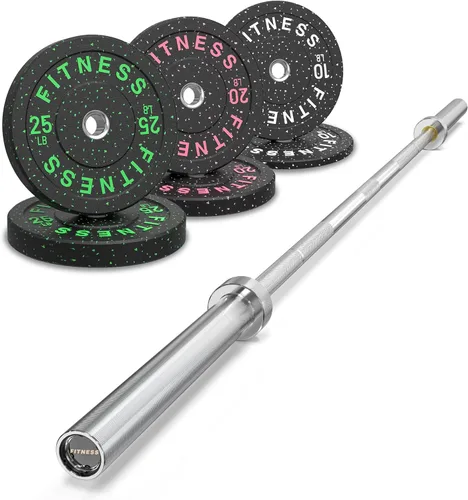 Vista 31 de HANDBODE Olympic High-Bounce Bumper Plates Bench Press Barbell Weights Set 2 - Inch, 10-55 lb Rubber Weight Sets for Home Gym, Strength Training