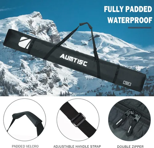 Vista 3 de AUMTISC Bolsa de esquí individual acolchada para transportar esquís bolsillo con asa ajustable 170 72.8 in