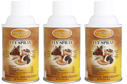Country Vet Paquete de 3 latas de aerosol para moscas medidas, 6.4 onzas