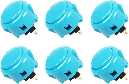 SANWA 6 piezas OBSF-30 Original Pulsador 1.181 in - para Arcade Jamma Videojuegos y Arcade Joystick Juegos Consola (azul) SNWA