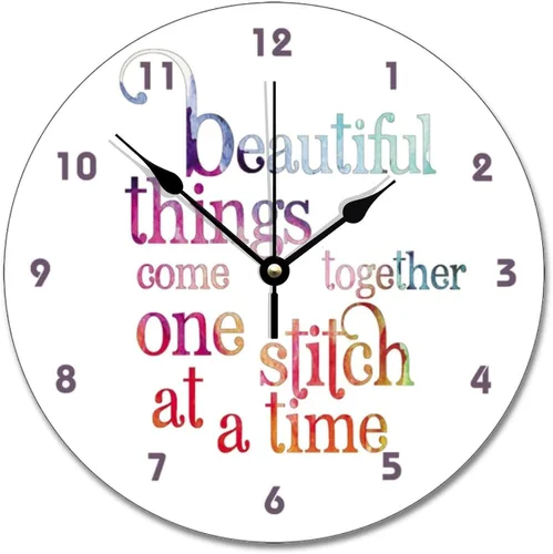Vista 9 de ArogGeld Reloj de pared para máquina de coser, reloj de pared de madera, funciona con pilas, 15 pulgadas, silencioso, sin tictac, moderno