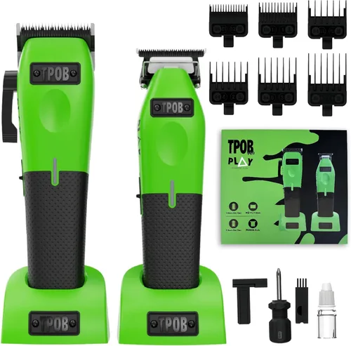 Vista 8 de TPOB Play Barber - Cortapelos para hombre de 7500 RPM con empuñaduras de goma (Blackout 3 Set)