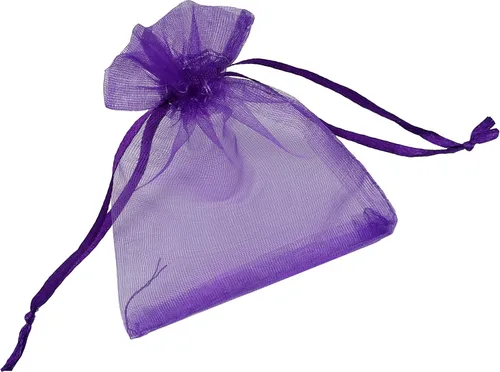 Vista 2 de 100 bolsas de organza transparente de 3 x 4 pulgadas, bolsas de regalo de dulces, muestras de exhibición, bolsas con cordón (morado)