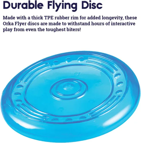 Vista 2 de Petstages Orka Flyer Disco Volador Azul Real Juguete de Buscar para Perros