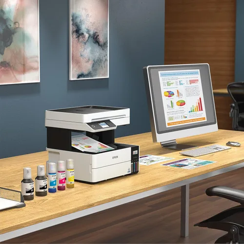 Vista 7 de Epson EcoTank Pro ET-5150 Impresora inalámbrica a color todo en uno Supertank con escáner, copiadora, alimentador automático de documentos, grande