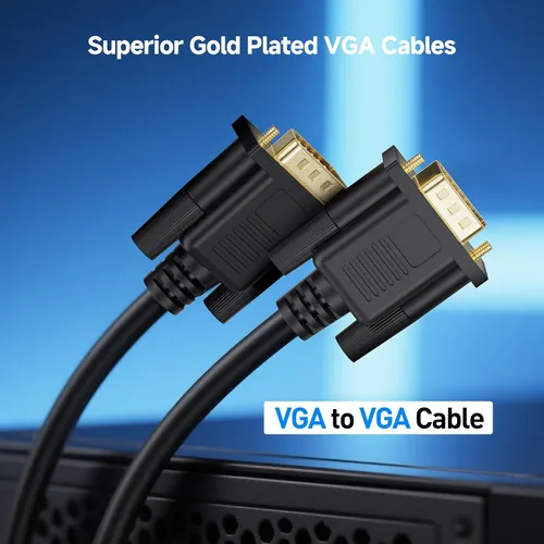 Vista 2 de Cable Matters Cable VGA a VGA de 6 pies con ferritas (cable VGA, cable de monitor VGA, cable de monitor de computadora, VGA macho a macho)