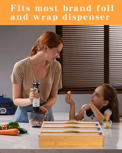Vista 5 de Cortador de envoltura de plástico – 4 varillas autoadhesivas de 12 pulgadas para papel de aluminio, papel encerado, papel pergamino, repuesto