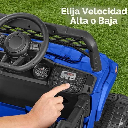 Vista 7 de Best Choice Products Vehículo y remolque eléctrico UTV de 12 V para niños con control parental, luces LED, 2 velocidades, Bluetooth, color azul