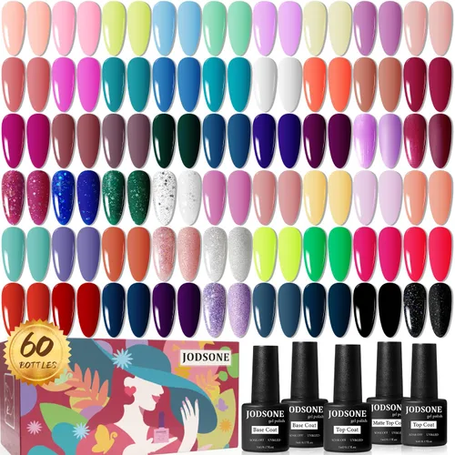 Vista 18 de JODSONE - Juego de 100 esmaltes de uñas de gel (5 ml cada uno) con capa base que no se limpia, capa de base que se borra y capa superior mate