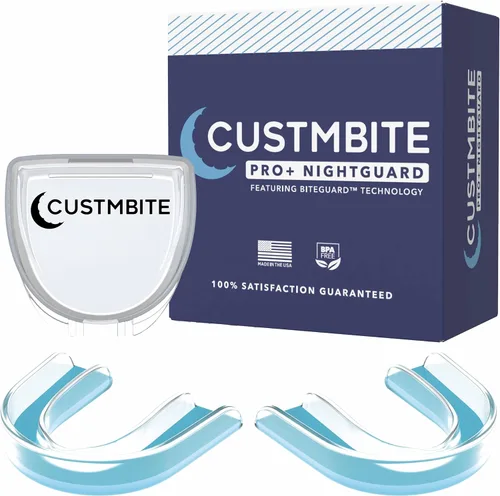 Protector de noche Premium Pro+ con tecnología BiteGuard, paquete de 2 con funda protectora bucal, fabricado en Estados Unidos, protector bucal para