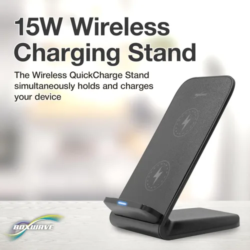 Vista 4 de BoxWave Cargador compatible con LG G8 ThinQ - Soporte inalámbrico de carga rápida (15 W), carga inalámbrica Qi de visualización de escritorio, negro