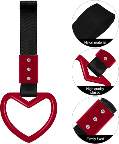 Vista 3 de Tsurikawa - 2 piezas de anillos. Correa de mano en forma de corazón. Anillo de advertencia del parachoques trasero. Lazos de advertencia