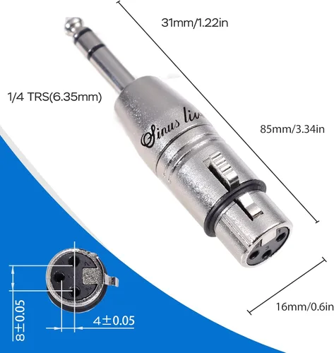 Vista 3 de SINUS LIVE 4 paquetes de 24 quilates de oro real XLR hembra macho a adaptador TRS de 1/4 pulgadas, XLR equilibrado a cuarto de pulgada Negro