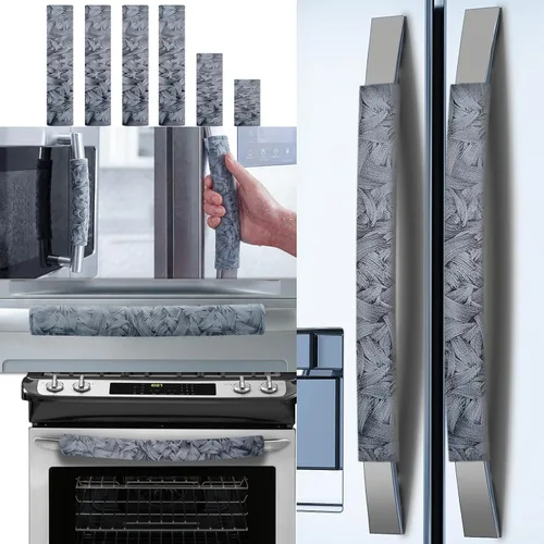 Vista 9 de Volecy - Juego de 6 fundas lavables de terciopelo para manijas de puerta de refrigerador, manija de electrodoméstico para refrigerador, microondas
