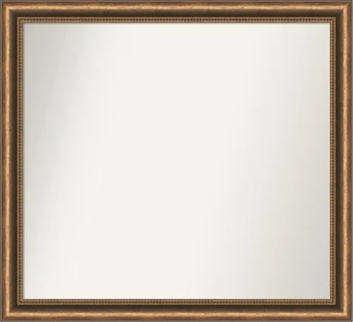 Vista 14 de Amanti Art Espejo de baño de bronce para sobre fregadero, 24 x 24 pulgadas, espejo de tocador cuadrado estrecho de bronce Manhattan, marco de madera