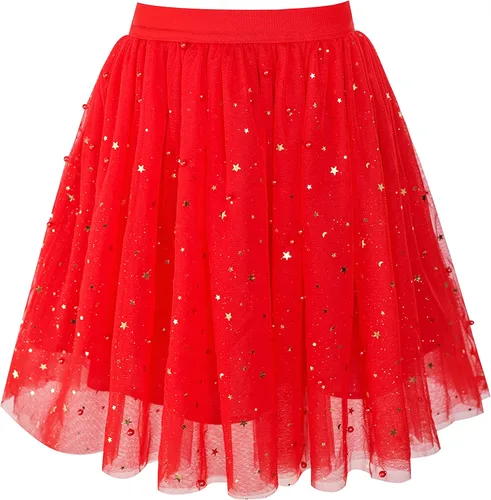 Sunny Fashion Falda de niña azul marino perla estrellas brillantes tutú bailando talla 4-12