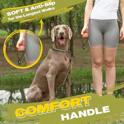 Vista 6 de Fida Paquete de 5 correas antideslizantes duraderas a granel, resistentes de 1/2 pulgadas x 6 pies, cómoda correa antideslizante para perros Verde