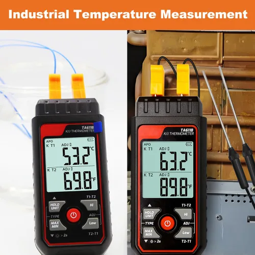 Vista 6 de Termómetro de termopar digital de doble canal tipo K/J - 328 ~ 2501 ℉ Medidor de temperatura industrial HVAC con 4 sondas de termopar tipo K