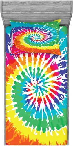 Vista 180 de Ambesonne - Juego de sábanas bajeras y fundas de almohada, diseño primaveral de acuarelas con jardín de hierbas y flores, juego de 4 piezas