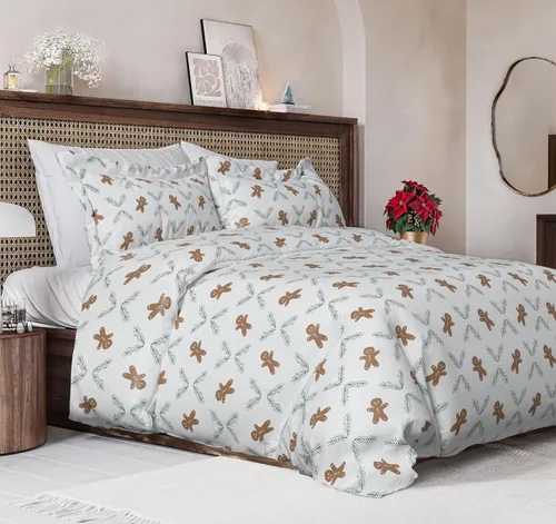 Vista 24 de Juego de funda de edredón de Navidad tamaño individual, funda de edredón extra suave con 1 funda de almohada, ropa de cama navideña con cierres