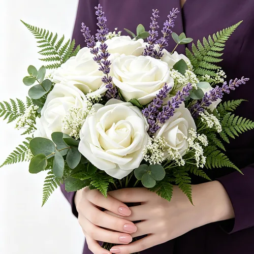 Vista 5 de Aegero Flores artificiales, 25 rosas falsas de espuma con tallos para ramos de boda, centros de mesa de despedida de soltera, arreglos, mesas