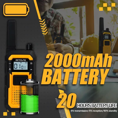 Vista 4 de Retevis Walkie Talkies RB48 con auricular, estándares Mil-810H, radios bidireccionales resistentes al agua, llamada de vibración, 2000 mAh, NOAA