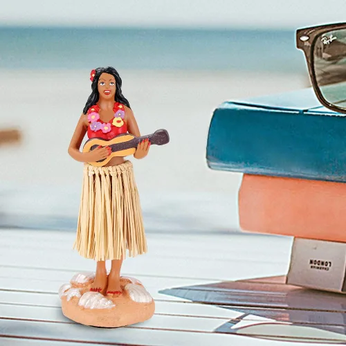 Vista 5 de Muñecas de hula bailando para tablero de coche, figuritas coleccionables para decoración del salpicadero, regalos para decoración del hogar, muñecos