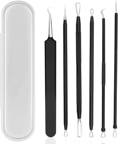 Vista 9 de Kit de herramientas para reventar espinillas, herramienta para eliminar puntos negros, 5 piezas, herramienta extractora de puntos negros para cara