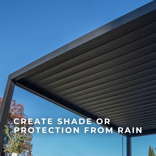 Vista 7 de Backyard Discovery Sarasota - Kit de pérgola con listones de acero galvanizado de 10 x 10 pies con techo ajustable, sombra, protección contra
