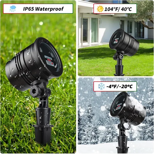 Vista 4 de Proyector de luces láser de Navidad para exteriores: impermeable al aire libre decoraciones de Navidad luz láser, luces de Navidad de proyección