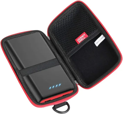 Hermitshell Estuche rígido de viaje para Ekrist/LanLuk cargador portátil Power Bank 25800mAh (negro + cremallera roja)