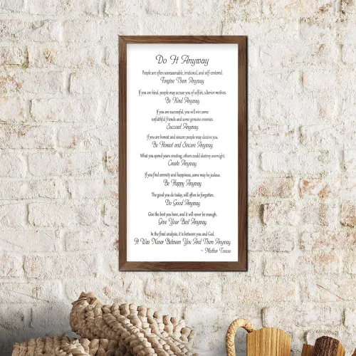 Vista 7 de WeiaMaoYi Letrero enmarcado con texto en inglés "Mother Teresas Forgive Them Anyway Do It Anyway