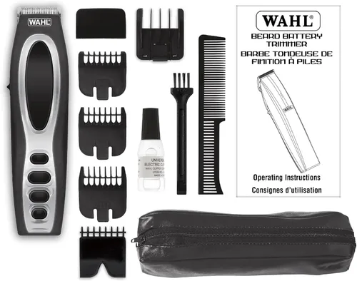 Vista 3 de Wahl Recortadora de barba de Canadá, cuchillas de tierra de precisión autoafilables, funciona con pilas, aseo para hombres, guía de corte en V