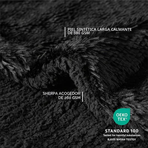 Vista 2 de Bedsure Mantas impermeables para perros grandes, piel sintética esponjosa Negro